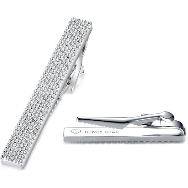 Mænds slipsklips, normal størrelse, rustfrit stål, til forretningsbryllupsgave, 5,4 cm Silver