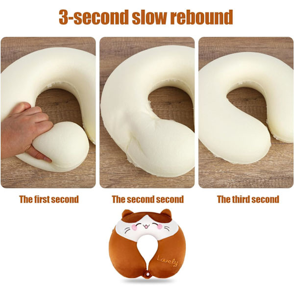 Pute Cartoon Dyre Nakkestøtte Pute 30 * 30cm Memory Foam Nakkepute U-formet Elastisk Barn Reisepute Bærbar U-formet Pude for I 30*30cm