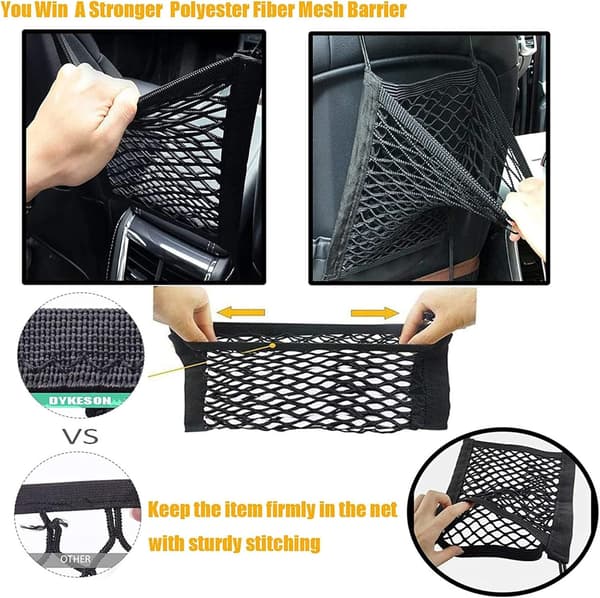 Easy-to-Install Adjustable Polyester Dog Car Barrier - Pet Safety Net with Mesh Storage for Cars & SUVs