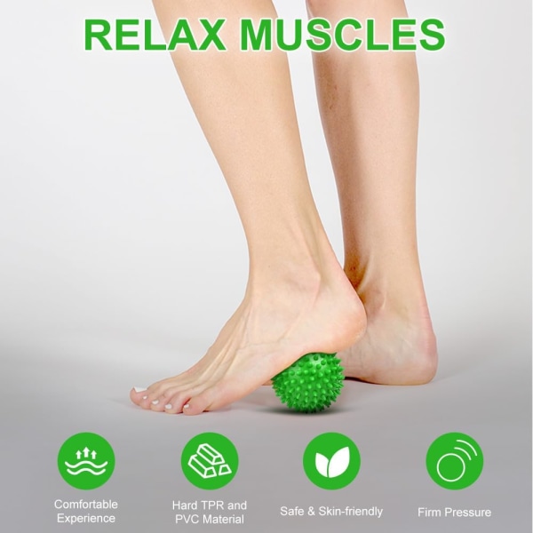 Lacrosse & Spiky Massageboldsæt, 2-pak krops- og fodmassagerulle, muskelmassager hård lacrossebold til plantar fasciitis, triggerpunkt 2pcs  Green