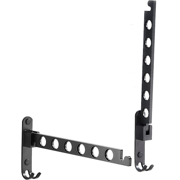 Uttrekkbar veggmontert klesstativ, sammenleggbart klesstativ, klesoppbevaringshyller, klesstativ, klesoppbevaringsarrangør, tørkestativ（ Black two pack