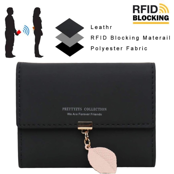 Dam läder kreditkortshållare RFID visitkortshållare plånbok blixtlås Black 2