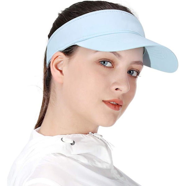 Fargerike solskjermer for kvinner og damer, lang topp tykkere svettebånd justerbar hatt for golf sykling fiske tennis løping jogging og andre spor Blue