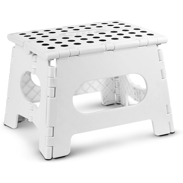 Sammenleggbar trinnkrakk - Den lette trinnkrakken er robust nok til å støtte voksne og trygg nok for barn. Åpnes enkelt med ett kast. Flott for White 9Inch