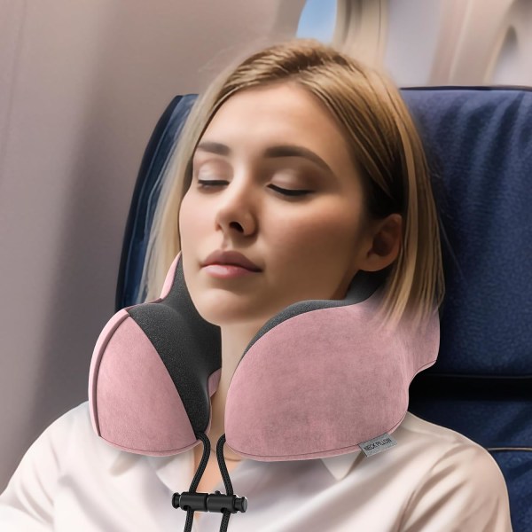 illow Memory Foam Nackkudde Lätt snabbpaket för flygplan Tåg Bil Nackstödskudde för resecamping (rosa) Pink U Design Neck Pillow