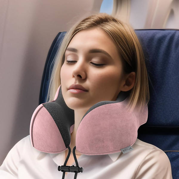 illow Memory Foam Nakkepute Lettvekt Hurtigpakke for Flytog Bil Nakkestøttepute for Reise Camping (Rosa) Pink U Design Neck Pillow
