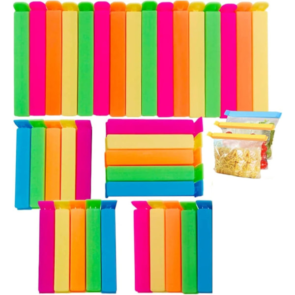36 st matförvaringspåsklämmor, plastpåsklämmor i 3 storlekar och 6 färger återanvändbara matpåsklämmor färgglada plastpåsförslutningsklämmor. Colorful 36