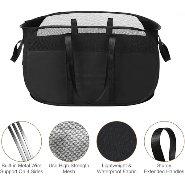 Mesh Laundry Bag, Foldable Laundry Hamper, for Laundry Room, Bathroom or Travel