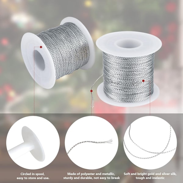 100M Gold Thread, Gold Thread Twist Tie with Spool, Gold Metallic Thread for Jewelry String, DIY Crafts and Packaging String