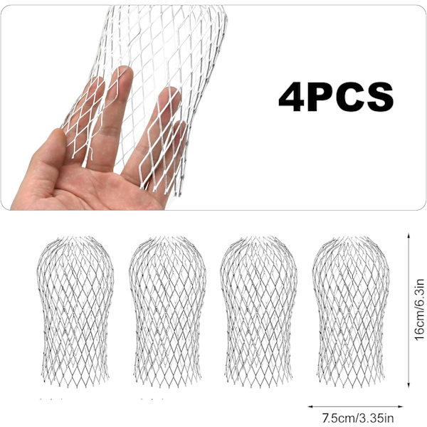 4 stk. tagrenderørsbeskyttelse, nye runde hoveder i aluminium, udvideligt filternet, tagrenderbeskyttelse, bladsi, tagrenderdæksler, nedløbsrør 4 Pack  New Round Head