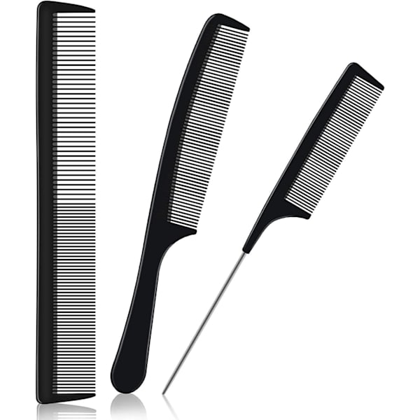 Frisørkamsett, 3 stk. hårkammer, hårbørster, pintailkam, antistatisk fintannet klippekam, profesjonell salongstylingkam Fine Tooth Comb Set 3 Count (Pack of 1)