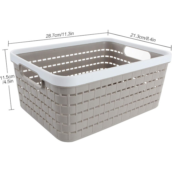 5 kappaleen muovinen säilytyskorisetti - 28,7 cm x 21,8 cm x 13,5 cm Suuret kannettavat säilytyslaatikot keittiön hyllyille Kaapit Kylpyhuoneen työpöytäkaappi