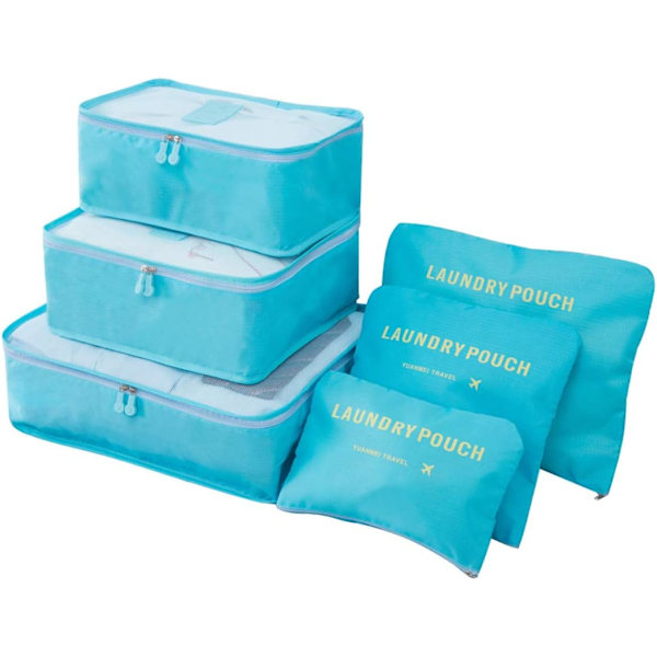 6-pack reseväskor set resebagage dragkedjor kläder underkläder strumpor förvaringsväska påse (blå) Blue 6 size