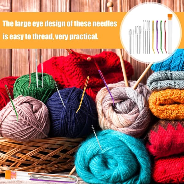 16 Pieces Large Eye Blunt Needle, Knitting Needle, Knitting Needles for Wool, Crochet Needles, Tapestry Needle (Random Colors)