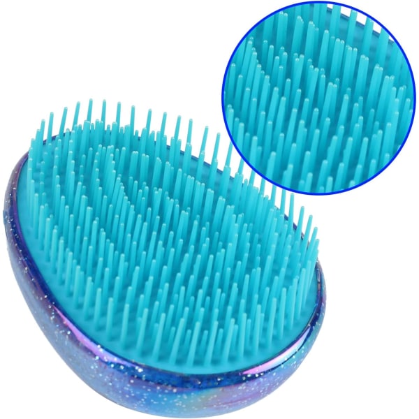 Detangler-hårborste för kvinnor, flickor och barn. Minihårborste för vått och torrt hår Comb Compact（Stjärnhimmelsblå） Blue