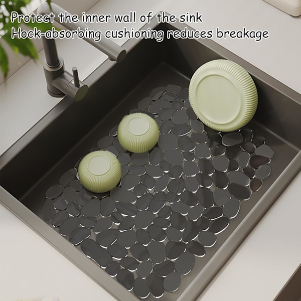 2-pack Diskbänkskydd, 40 x 30 cm DIY-klippbar Diskbänkskydd för Köksbänkar i Rostfritt Stål, Snabbavvattnande Diskbänkskydd för Diskar och G Gray