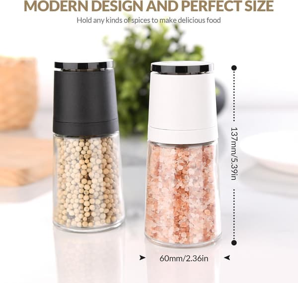 Pepper Mills, 2-Pack Glass Bottle Spice Grinders, an Ideal Cooking Tool (140ml)