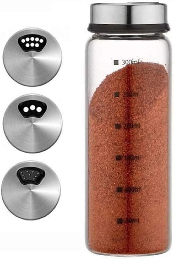 Kryddburk för hushållet, kryddflaska, kryddlåda, salt-, socker-, pepparkar, solid kryddbehållare, stora och små hål alternativ, 300 ml