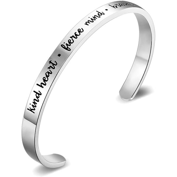 Vänskapsarmband för kvinnor - Inspirerande vänskapspresenter till bästa vän, motiverande manschettarmband för systrar, mamma, lärare, presenter 1Kind heart fierce mind brave spirit