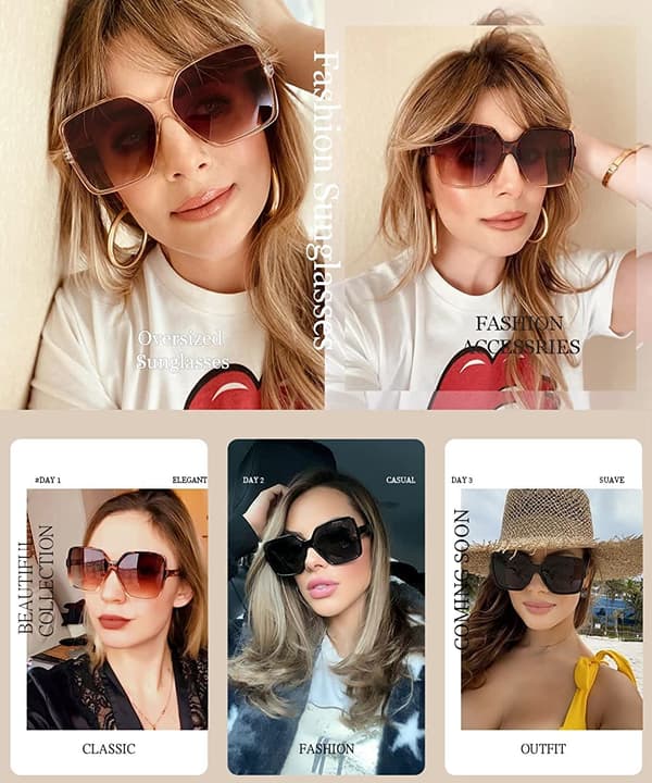 Overdimensionerede solbriller kvinder firkantede store stel dame solbriller