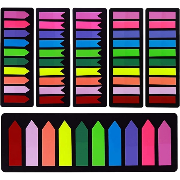 1420 st Sticky Notes-flaggor, 10 färger Sidmarkör Index-flikar, Arrow Sticky Tabs för skola och kontor, självhäftande klisterlappar för märkning och multicoloured 1420