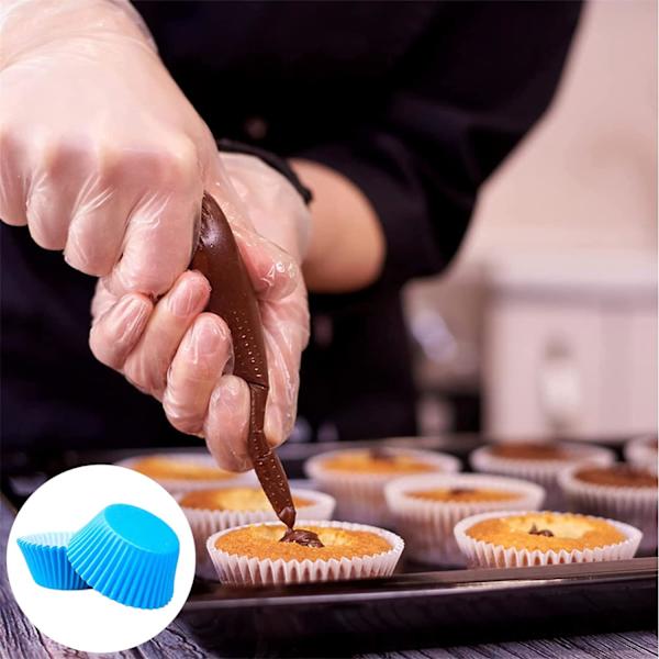 Blå cupcake-forme i papir til King Charles' kroningsdekorationer, bageforme, mini muffin-forme, muffin-forme, P Blue