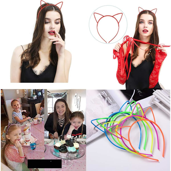 12 stk. Katteøre Hodebånd Plast Hårbøyle Hårbånd Sminke Hodeplagg Fest Hårtilbehør for Kvinner og Jenter colourful 12 Count (Pack of 1)