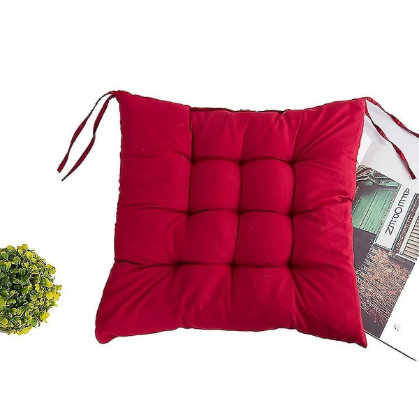 Lileno Home Set med 4 stolsdynor Röda (40x40x6 Cm) - Sittdyna för trädgårdsstol, kök eller matsalsstol - Bekväm Uv-beständig inomhus A
