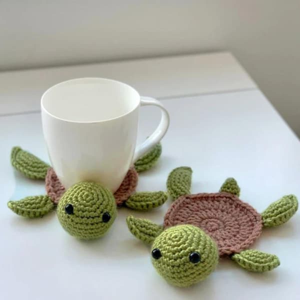 1 pc Handmade Coasters, Turtle Insulated Home Cute Cup Mat - Portable Wool Coasters for Workplace, Restaurants