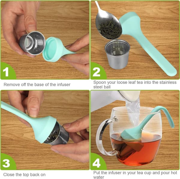Stainless Steel Tea Infuser with Silicone Handle, Loose Leaf Tea Maker, Extra Fine Mesh Tea Strainer for Loose Leaf or Herbal Tea