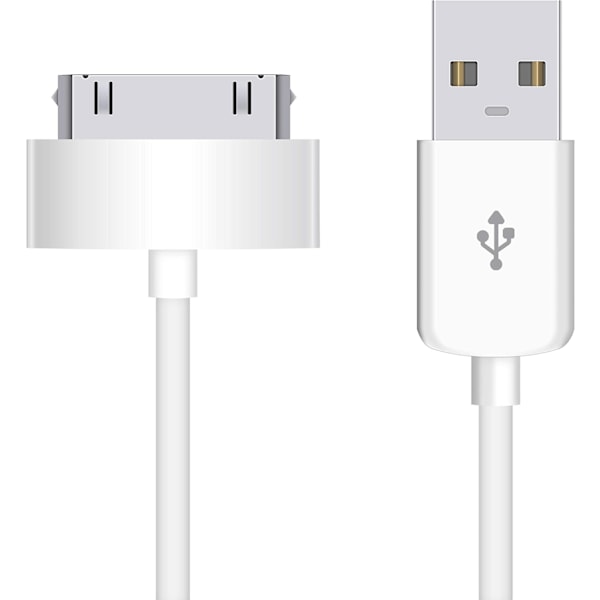 USB-synkroniserings- och laddningsdatakabel för iPhone 4/4s, iPhone 3G/3GS, iPad 1/2/3, iPod, 30-stiftskablar Laddningskabel - 1M Vit