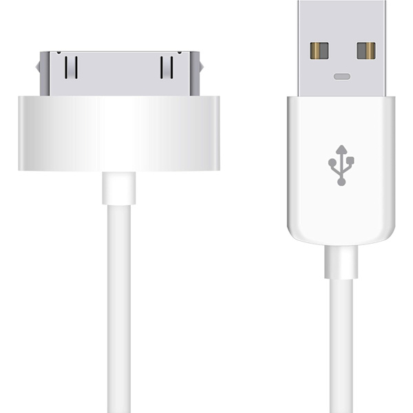 USB-synkroniserings- og ladekabel for iPhone 4/4s, iPhone 3G/3GS, iPad 1/2/3, iPod, 30-pin kabler laderledning - 1M hvit