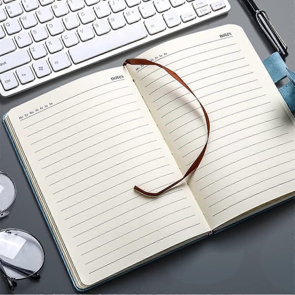 Notesbog A5, Journal A5 Notesbog Notesblok, 360 Sider Kunstlæder Hardcover Journal Notesbøger med Pen Loop, Perfekt til Kontor Skole Hjem B
