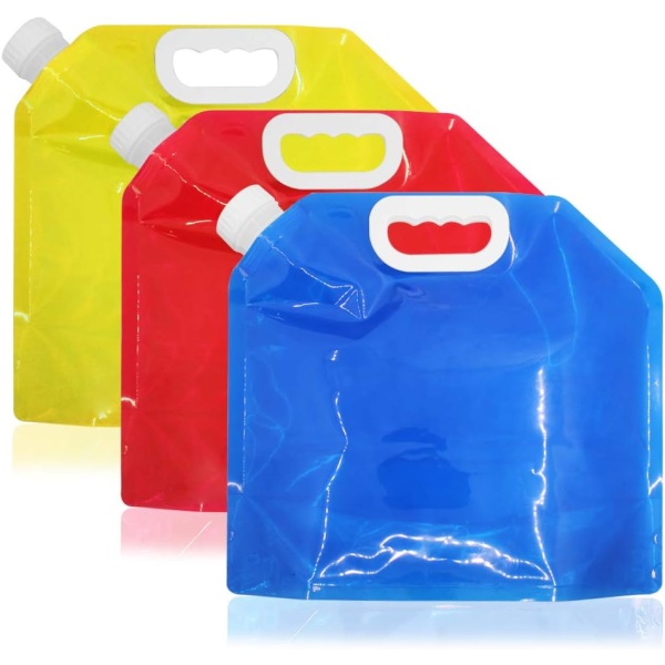 Litres hopfällbar vattenbehållare, BPA-fri plastvattenbärare hopfällbar vattenpåse set om 3 för utomhuscamping, vandring. Assorted