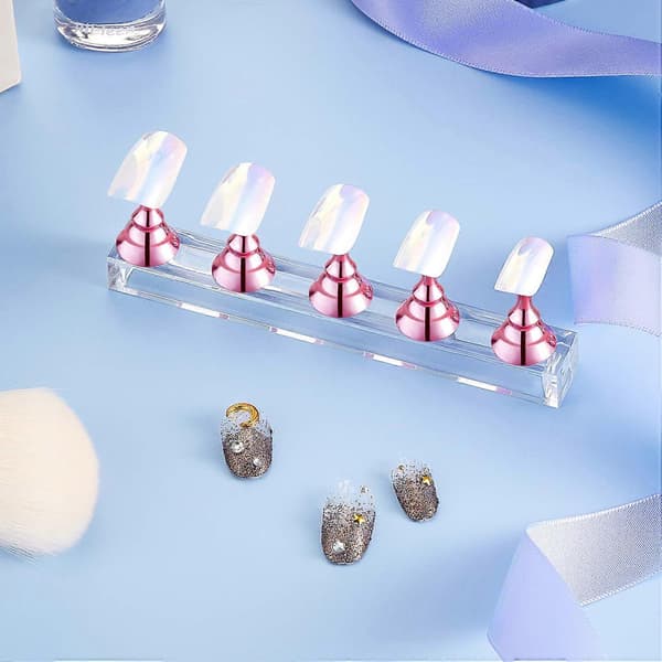 2 st Akryl Nagel Displayställ Nagel Tip Övningshållare, Rosa