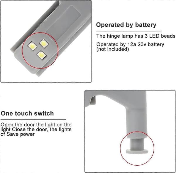 10 stk. Universal Hengsel LED Sensor Lys Skap Klesskap Garderobe Nattlys