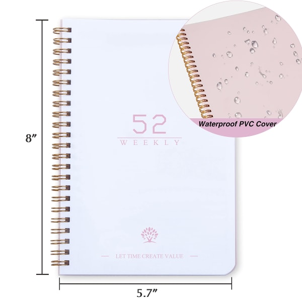Udateret ugentlig planlægger - Ugentlige mål notesbog, A5 To Do List Planner, Habit Tracker Journal med spiralbinding, Tracker og målplanlægger