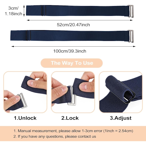 Usynlige bælter til kvinder, elastisk bælte til kvinder med justerbar elastisk bælte med fladt spænde, usynlige taljebælter til jeans, bukser, kjoler Dark Blue