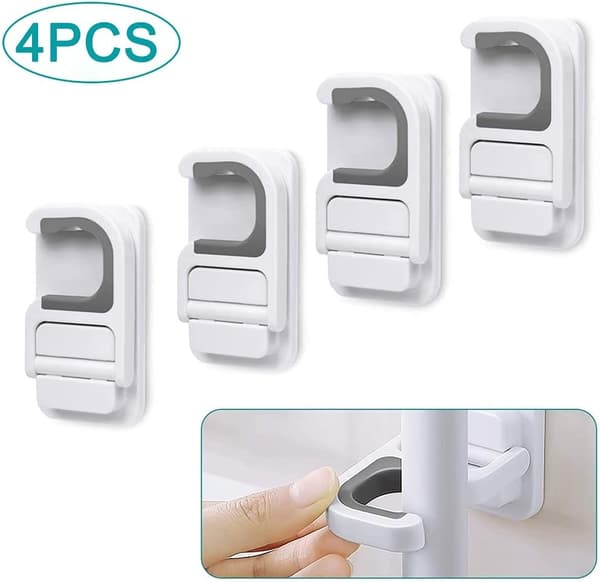 Broom and Mop Holder, Wall Mounted Self-Adhesive Mop Clip Non-Slip Wall Mounted Hook
