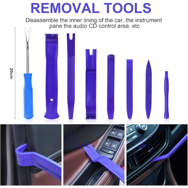 7PCS Bil Auto Trim Fjernelsessæt, Værktøjssæt til Bilradio Dør Dashboard Installation, Plast Pry Værktøj, Bilpanel Dash Interiør Tilbehør, #6 7pcs Blue