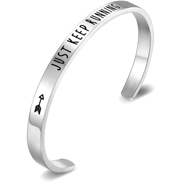 Vänskapsarmband för kvinnor - Inspirerande vänskapspresenter till bästa vän, motiverande manschettarmband för systrar, mamma, lärare, presenter 1Just Keep running
