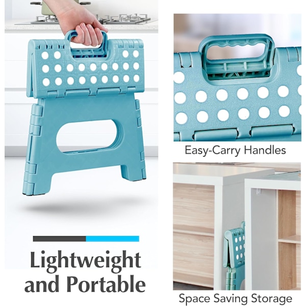 Sammenleggbar trinnkrakk - Den lette trinnkrakken er robust nok til å støtte voksne og trygg nok for barn. Åpnes enkelt med ett kast. Flott for Teal 9Inch  2PACK