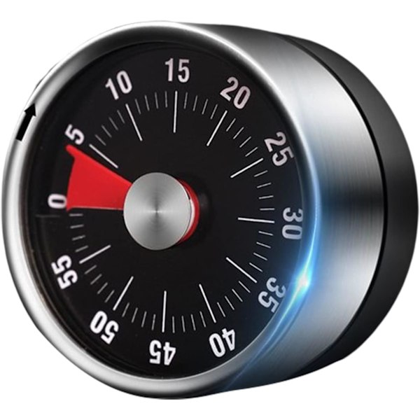Basics Mekanisk og Magnetisk Timer, Justerbar fra 1 til 59 Minutter, Nedtællingstimer til Børn og Voksne, Resttid Visning, Akustisk