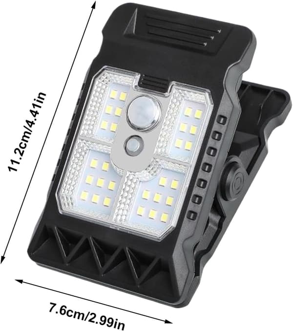 Clip-on solcellelampe - Udendørs solcellelampe, 11,2 cm - 400 mAh vandtæt lampe med bevægelsessensor