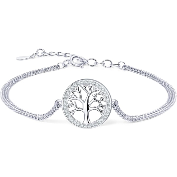 Elegant Mini Stars Perle Charm Armbånd 925 Sterling Sølv Boks Kæde Lagdelt Armbånd, Justerbar Venskab Link Armbånd Smykker til Kvinder Tree of Life