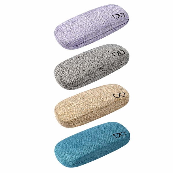 4-pack Hårt Skal Glasögonfodral, Linne Tyger Stort Solglasögonfodral Koncist Glasögonskyddsfodral (Slumpmässig Färg)