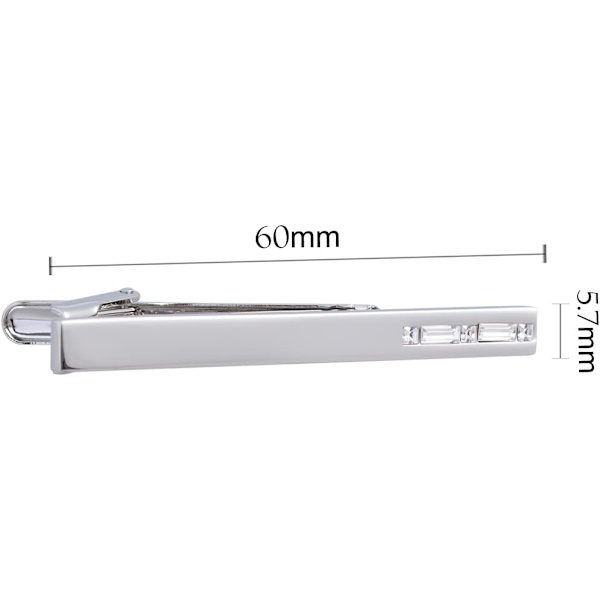 Miesten hopeinen kravattipidike, jossa kristalli, lahjarasia, herrasmiehelle, tavallinen solmio, solmioneula, päivittäiseen liiketoimintaan, vuosipäivään, häihin White Crystal Clip