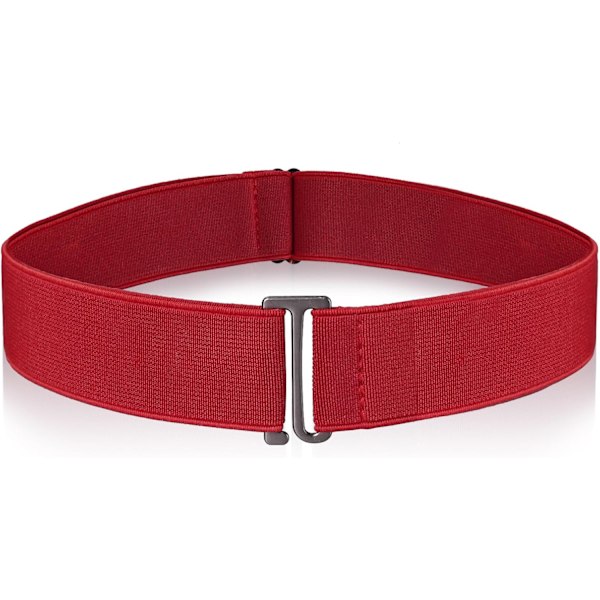 Osynliga bälten för kvinnor, stretchbälte för kvinnor, justerbart elastiskt bälte med platt spänne, inga synliga midjebälten för jeans, byxor, klänningar Red