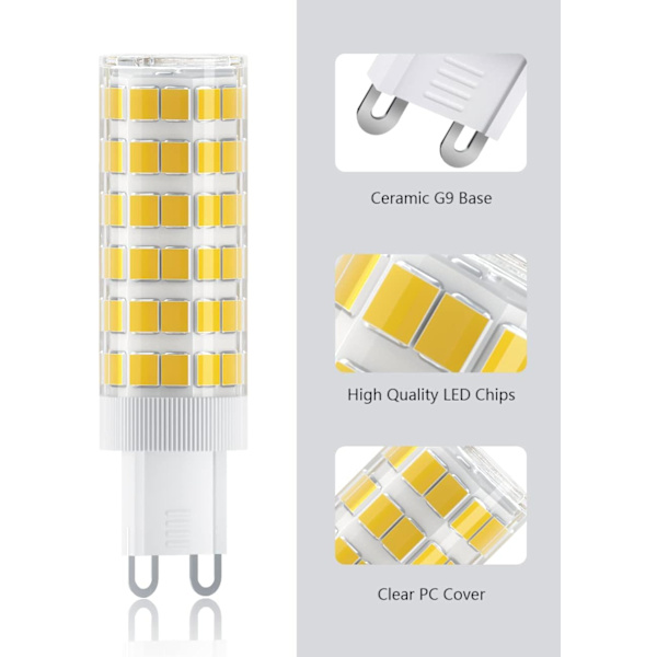 G9 LED-lampor 7W, Varmvitt 3000k, LED-lampor G9, motsvarande 70W halogenlampor, ingen flimmer, icke-dimbar, energibesparande LED-lampor, 700LM, AC