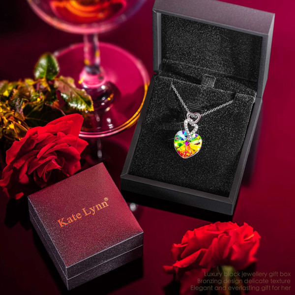 Halskje for kvinner Smykkergaver til henne, Butterfly Crystals anhengskjede, Krystaller fra Østerrike, Valentinsdag Morsdag Anni Crystal Rainbow